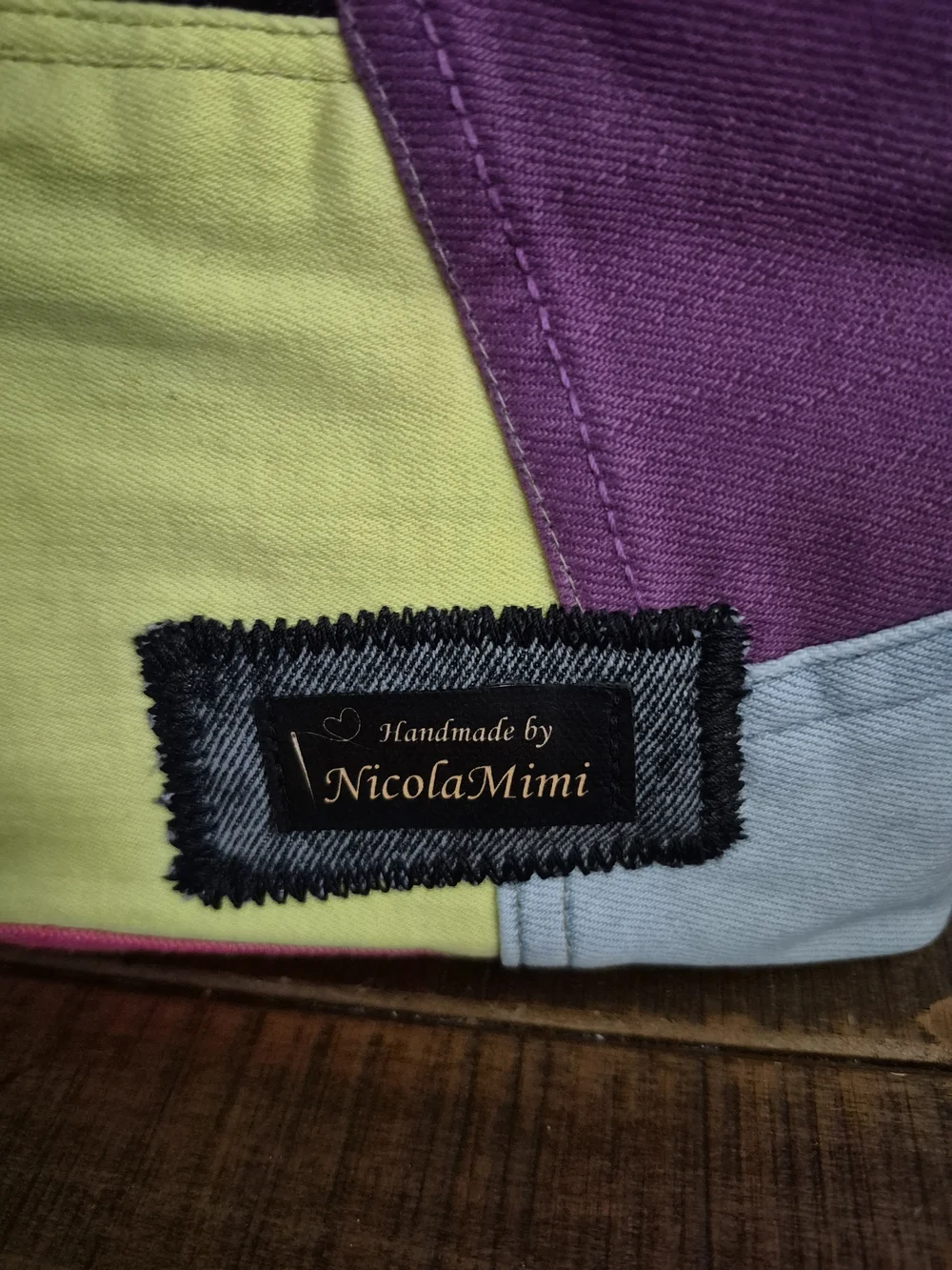 Multicolor Denim Patchwork Satchel/Tote Bag